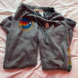 NWT never worn aviator nation heather grey logo sweatpants joggers size medium